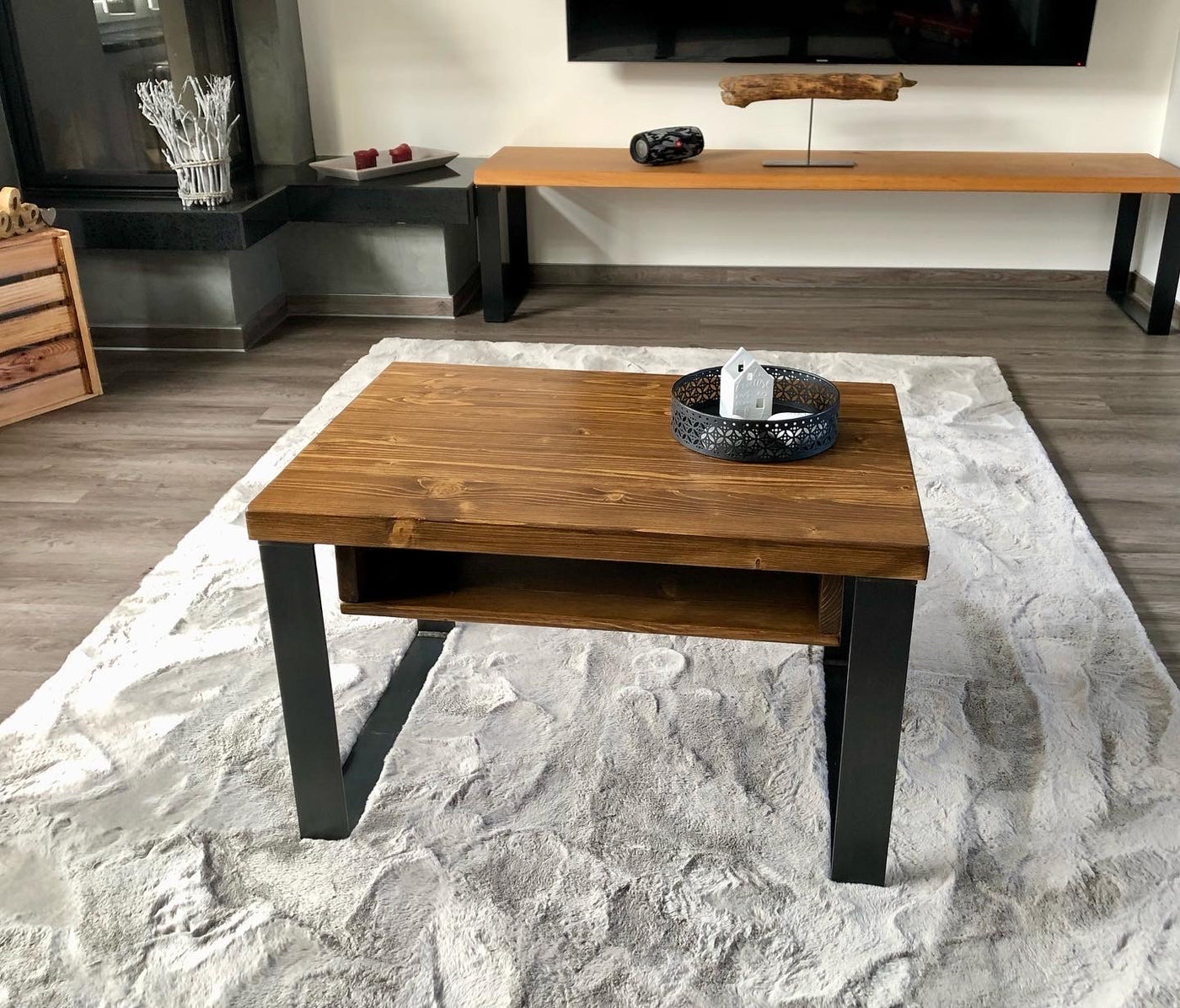 Couchtisch Massivholz industrie - design